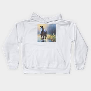 water, flowers and horse Kids Hoodie